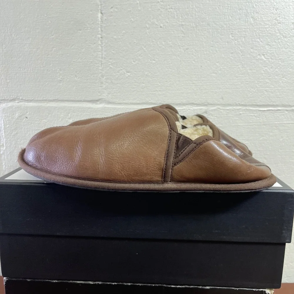 UGG Australia Scuff Romeo II Slippers Brown Leather Shearling Slip On Men's 13